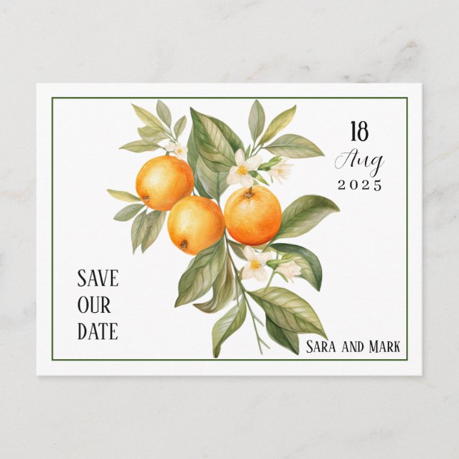 Carte Postale Orange Blossom Enregistrer la date (Devant)