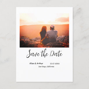 Carte Postale orange boho enregistrer la date QR ajouter le nom 