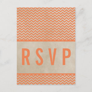 Carte postale Orange Chic Chevron RSVP