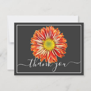 Carte Postale Orange Chrysanthème gris Arrière - plan Merci