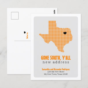 Carte Postale Orange est parti au sud, Y'all Moving