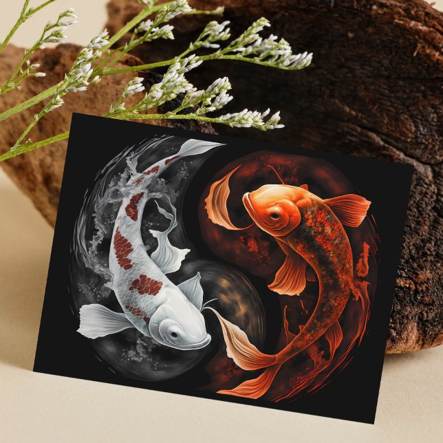 Carte Postale Orange Et Blanc Lucky Koi Poisson Japon Art (Créateur téléchargé)