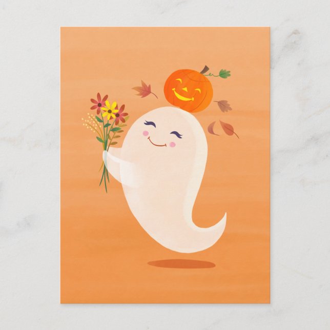 Carte postale orange fleur et fleur d'Halloween mi (Devant)