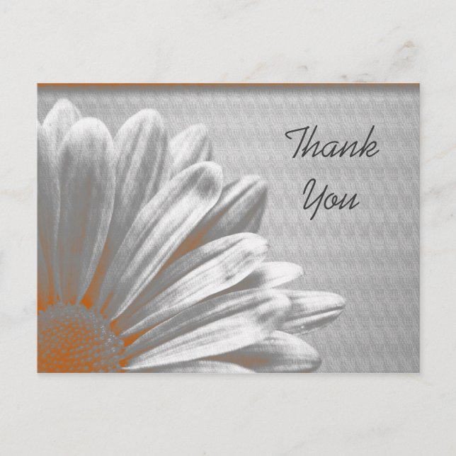 Carte Postale Orange Floral Faits saillants Merci (Devant)