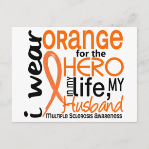 Carte Postale Orange Pour Héros 2 Mari MS Sclerosis Multiple