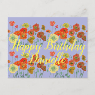 Carte Postale Orange Red Poppy violet joyeuse Dames d'anniversai