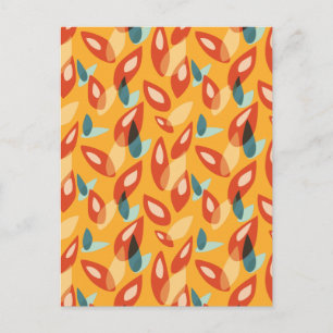Carte Postale Orange Retro Moderne Feuilles géométriques les ann