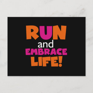 Carte Postale Orange Rose Texte Fitness Runner Marathon