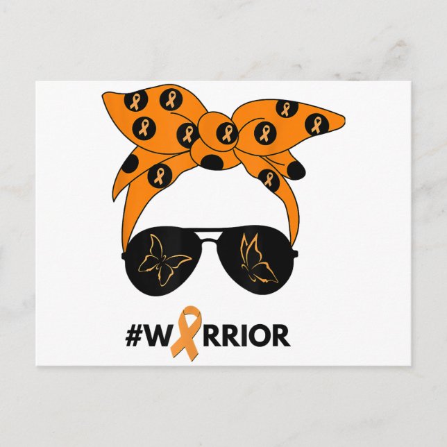 Carte Postale Orange Ruban Rein Cancer Guerrier Bandana Unbrea (Devant)