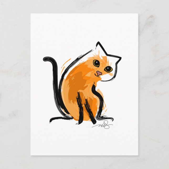 Carte Postale Orange Toi Un Chat (Devant)