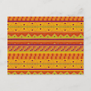 Carte Postale Orange Vert Abstrait Aztec Tribal Imprimer Motif