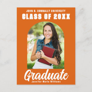 Carte Postale Orange White Graduate Photo Moderne Gras Graduatio