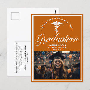 Carte Postale Orange White Médicale School Photo Party