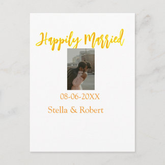 Carte Postale Orange yellow retro photo happily married couple