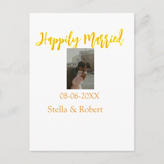 Carte Postale Orange yellow retro photo happily married couple (Devant)