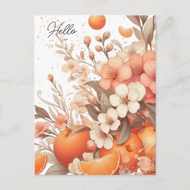 Carte Postale Oranges et fleurs d'agrumes doux Neutre (Devant)