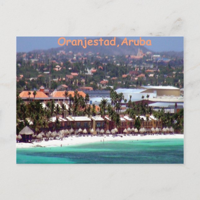 Carte Postale Oranjestad, Aruba en Aquarelle (Devant)
