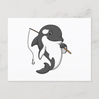 Carte Postale Orca comme Fisher avec une barre de pêche