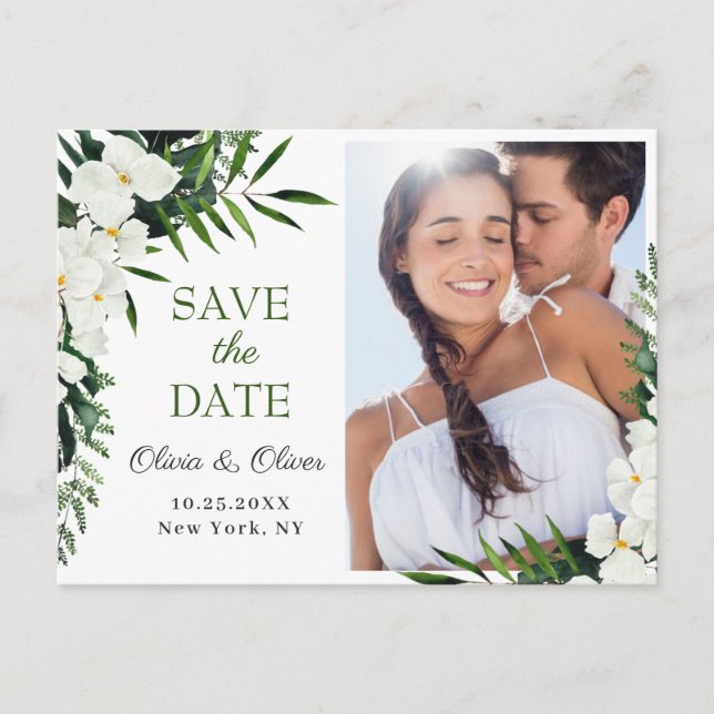Carte Postale Orchid Bohemian Floral Wedding Enregistrer La Date (Devant)