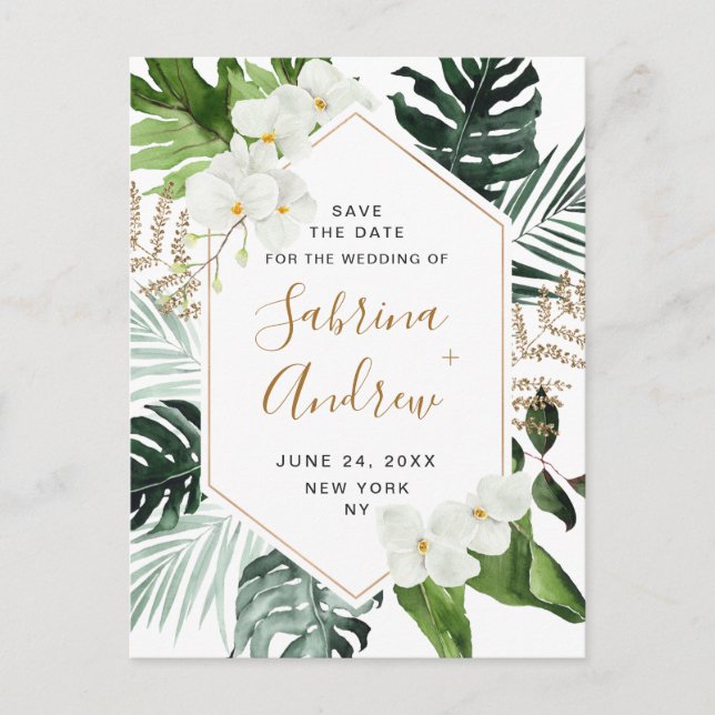 Carte Postale Orchid Bohemian Greenery Mariage Enregistrer La Da (Devant)
