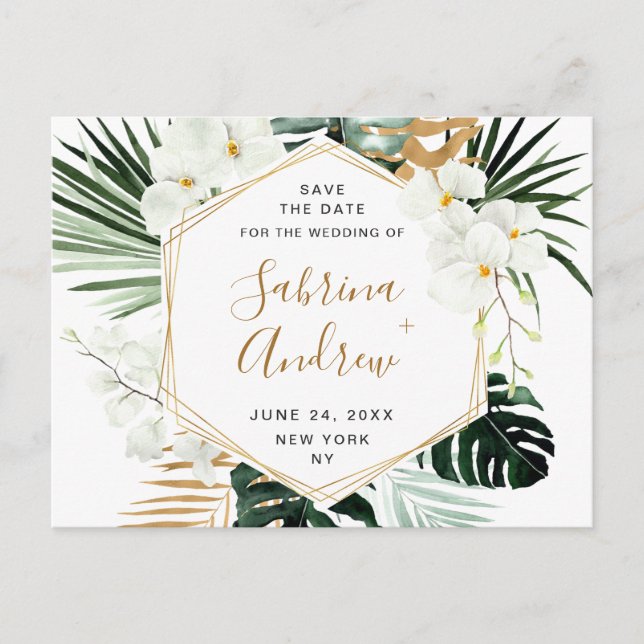 Carte Postale Orchid Bohemian Greenery Mariage Enregistrer La Da (Devant)