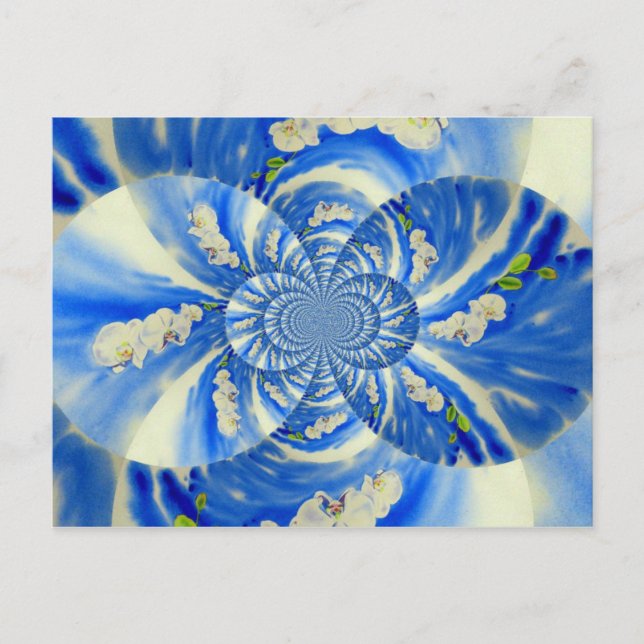 Carte Postale Orchidée Aquarelle peinture, brise, Nuages Mandala (Devant)