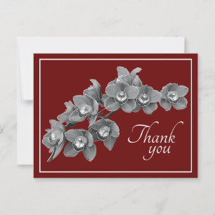 Carte Postale Orchidée Fleur Noir & Blanc Rouge Arrière-plan Mer