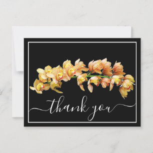 Carte Postale Orchidée jaune pâle Merci de fond noir