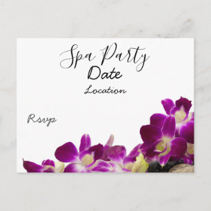 Carte Postale Orchidée violette avec spa en pierre chaude noire