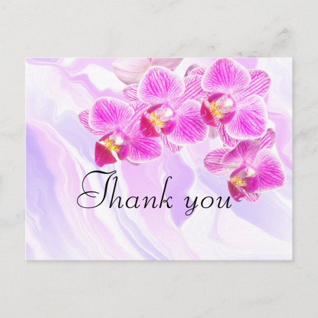 Carte Postale Orchidée violette sur couleur de marbre merci  (Devant)