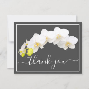 Carte Postale Orchidées blanches contre Merci Arrière - plan gri