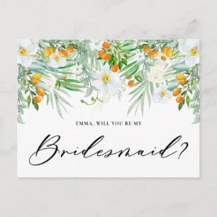 Carte Postale Orchidées Blanches Et Kumquats Serez-Vous Ma Serve