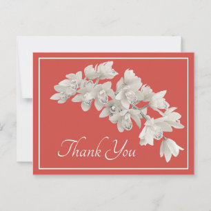 Carte Postale Orchidées blanches Orange Arrière - plan Merci