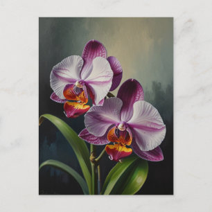 Carte Postale Orchidées de fleurs Peinture à l'huile