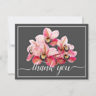 Carte Postale Orchidées roses et blanches Merci Arrière - plan g