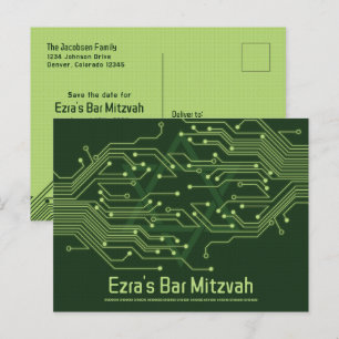 Carte Postale Ordinateur Circuit Board Bar Mitzvah Enregistrer l