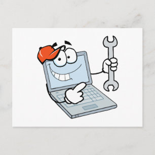 Carte Postale Ordinateur portable de dessin animé de réparation 