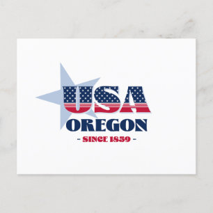Carte postale Oregon en rouge, blanc et bleu