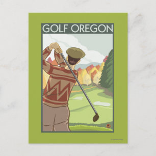 Carte Postale OregonGolf Scène Vintage voyage Poster