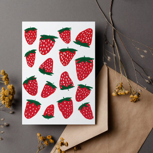 Carte Postale Organic summer strawberries - red and green