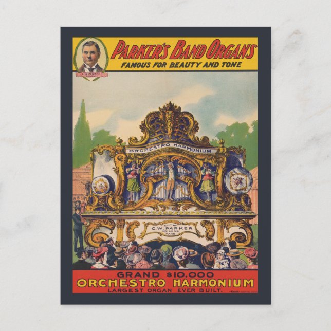 Carte Postale Orgues de fanfare de Parker, célèbres pour leur be (Devant)