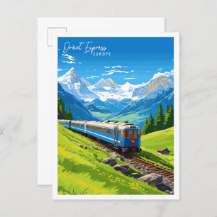 Carte Postale Orient Express Europe illustration de voyage vinta
