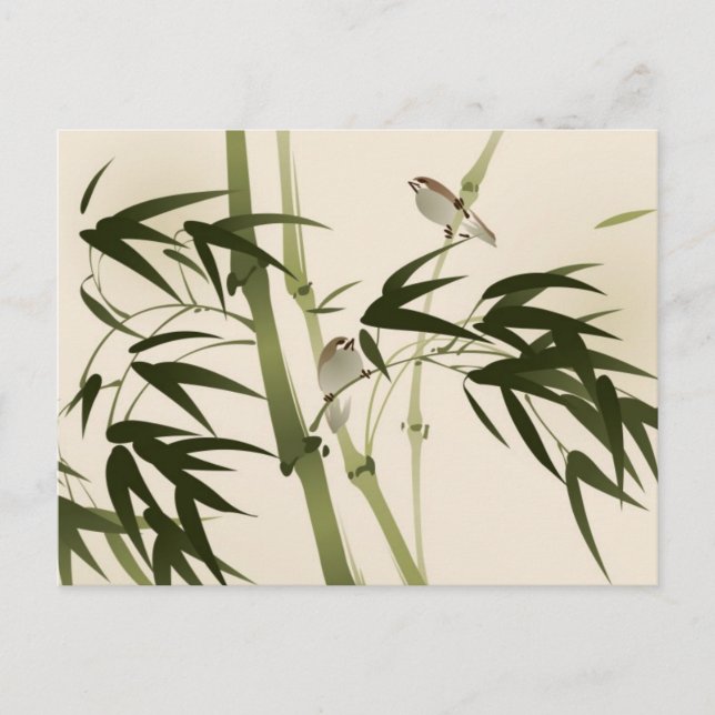 Carte Postale Oriental painting, bamboo branches (Devant)