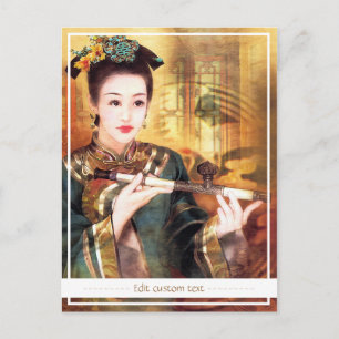 Carte Postale Orientale femme chinoise vibrante portrait magnifi