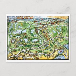 Carte Postale Orlando Florida Cartoon Map Postcard