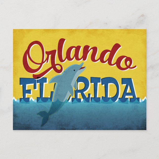 Carte Postale Orlando Florida Dolphin Retro Fun (Devant)
