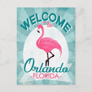 Carte Postale Orlando Florida Flamant rose rose - Vintage Retro