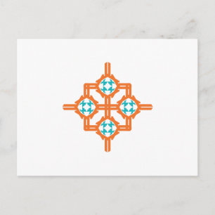 Carte Postale Ornement bleu orange