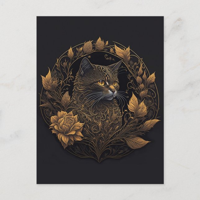 Carte Postale ornement de chat (Devant)