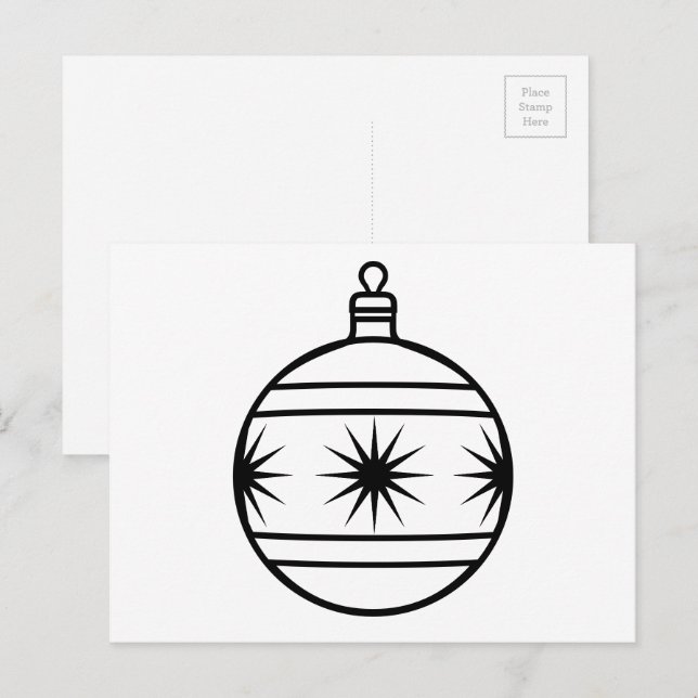Carte Postale Ornement de sapin de Noël à colorier (Devant / Derrière)